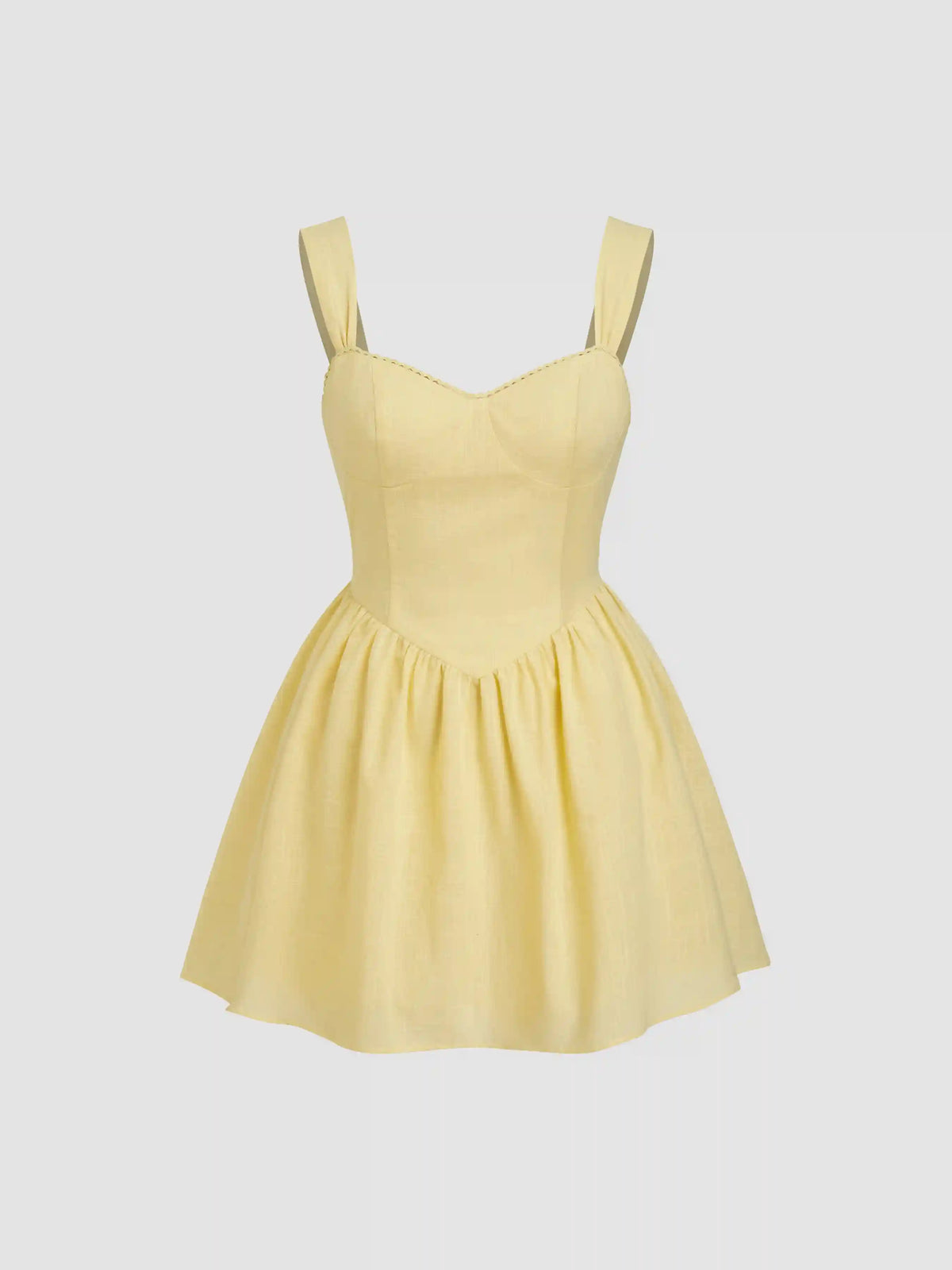 Cotton-blend Sweetheart Lettuce Trim Mini Dress