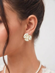 POLKA DOT FLOWER STUD EARRINGS