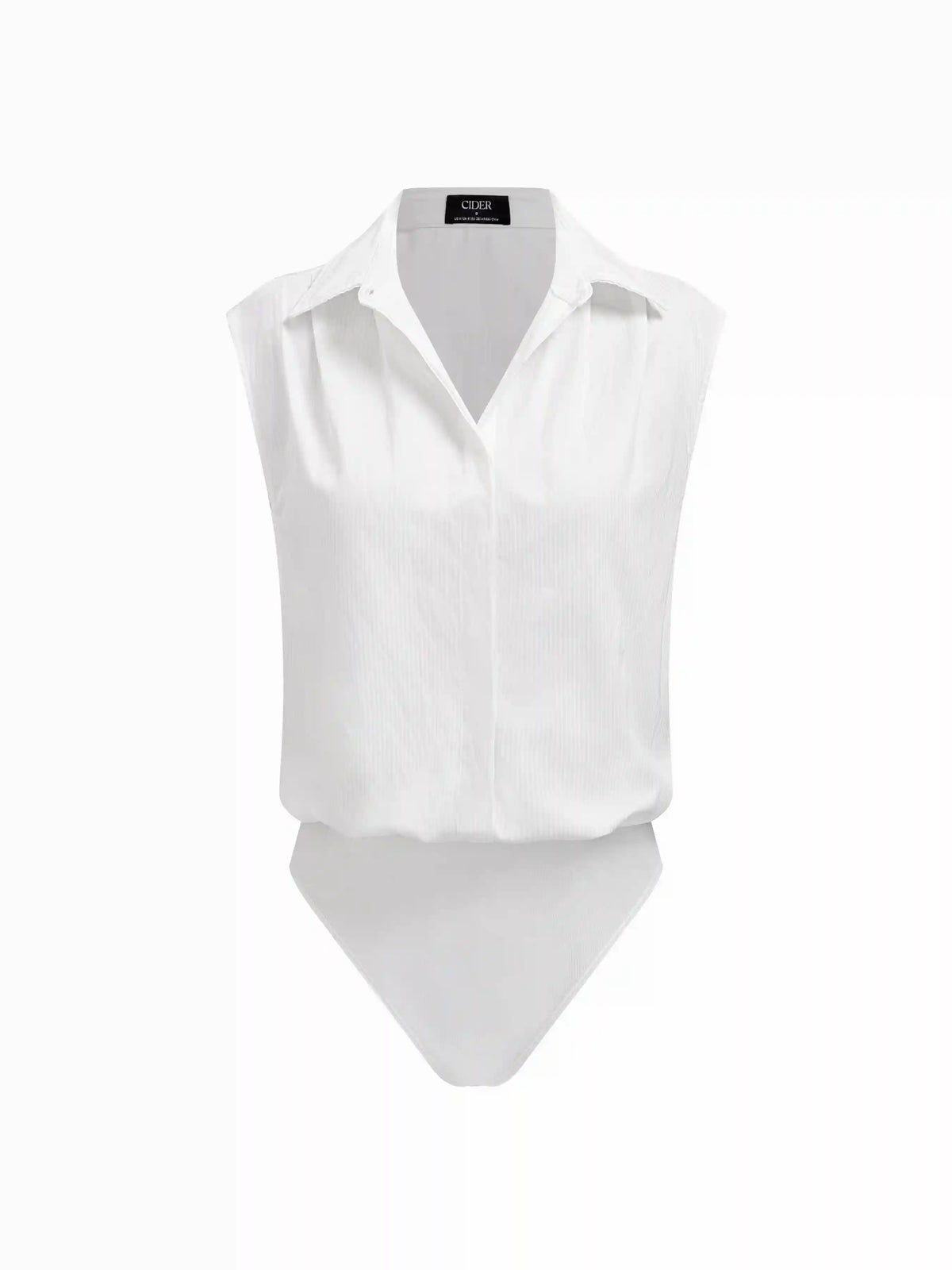 Cotton-blend Collar Sleeveless Shirt Bodysuit
