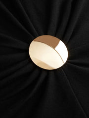 Boat Neck Metal Detail Top
