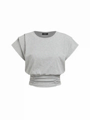Cotton-blend Ruched Batwing Sleeve Tee