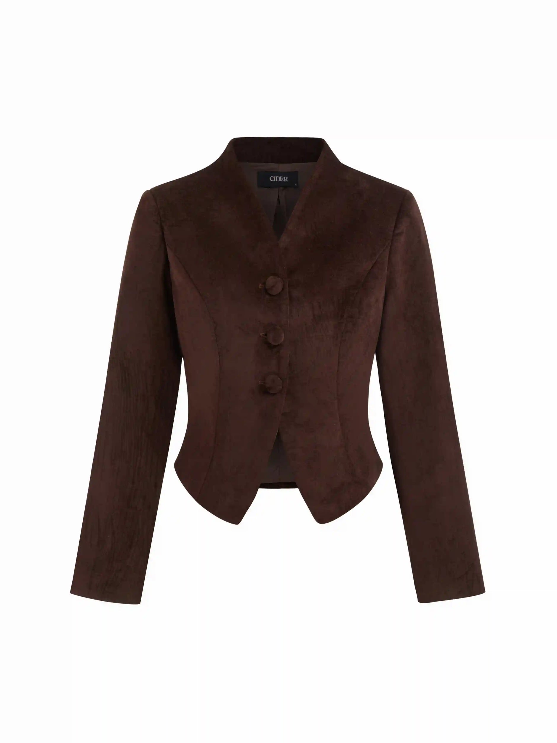 Velvet V-neck Split Button Jacket