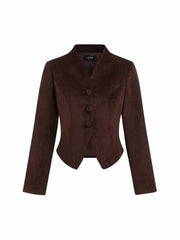 Velvet V-neck Split Button Jacket