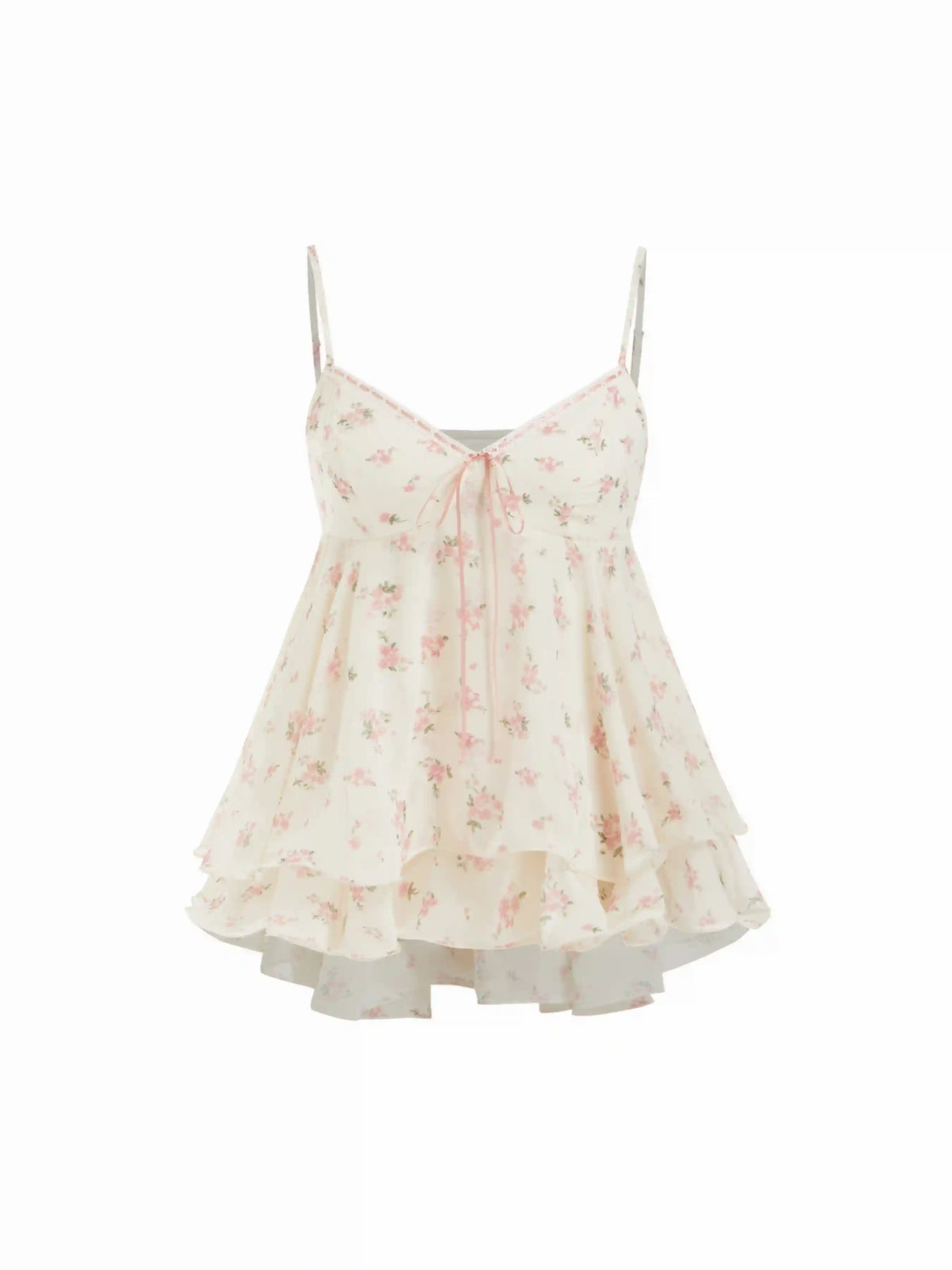 Chiffon Floral Ruffle Hem Camis Blouse