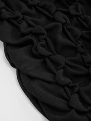 U-neckline Bowknot Lace Tie Front Ruched Tank Top