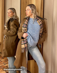Faux Leather Contrasting Collar Long Barn Jacket