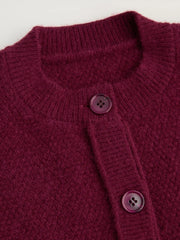 Knit Round Neckline Button Thick Cardigan