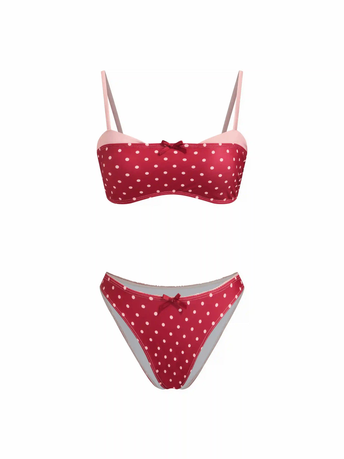 Square Neck Polka Dot Bracelet Bikini Set