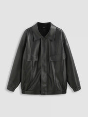 Zip Through Faux Leather Utility Jacket