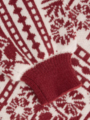 Knit Round Neckline Floral Contrasting Binding Sweater