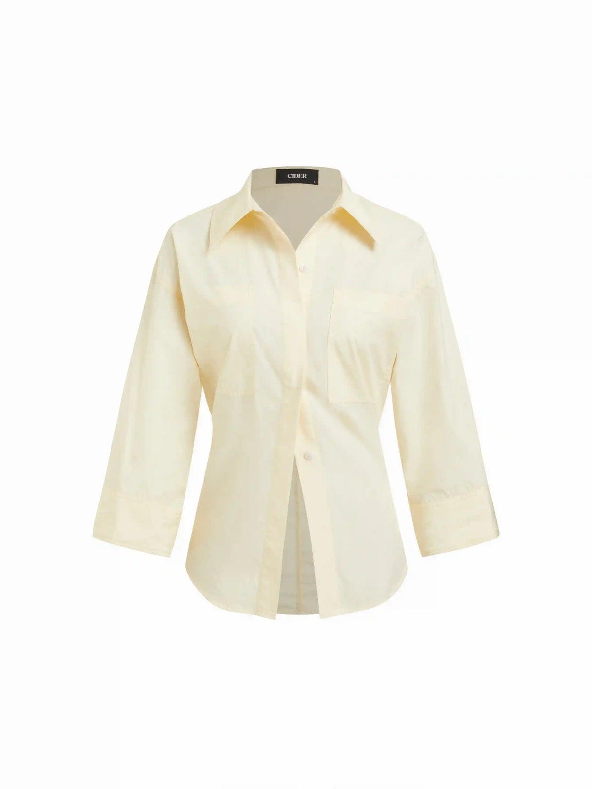 Cotton-blend Middle Sleeve Blouse
