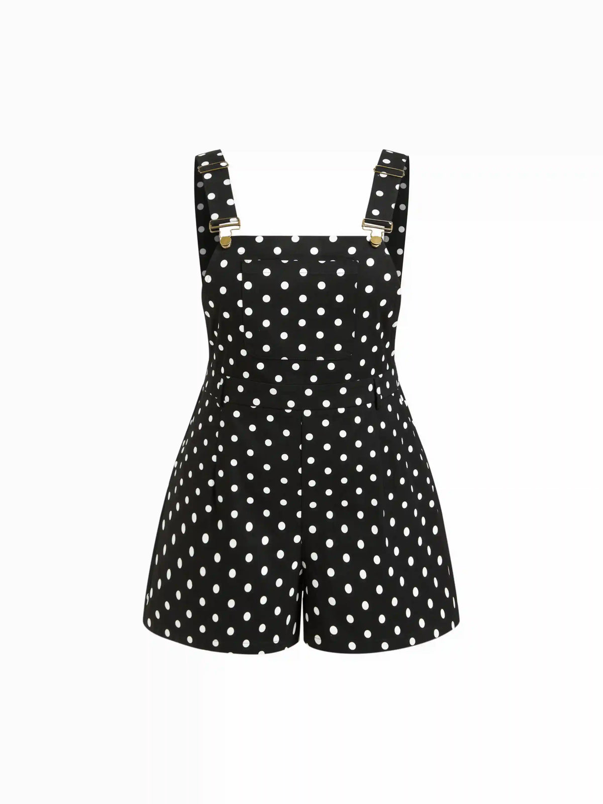 Cotton-blend Polka Dot Buckle Up Romper Curve & Plus