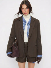 Notched Collar Oversized Blazer