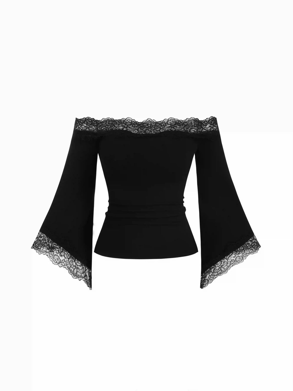 Lace Off-shoulder Bell Sleeve Tee