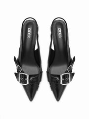 POINTED TOE BUCKLE  KITTEN HEELS