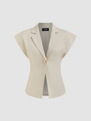 Linen-blend V-neck Dolman Sleeve Blazer Vest