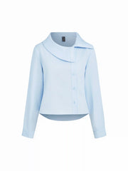 Cotton-blend Funnel Collar Striped Shirt