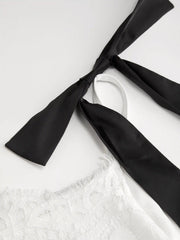 Lace Bowknot Two Tone A-line Mini Dress