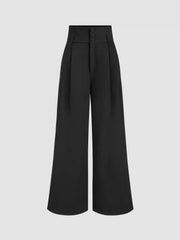 High Rise Pleated Wide Leg Trousers