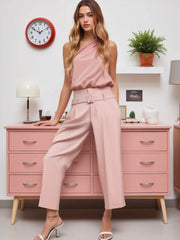 Satin Asymmetrical Neck Solid Bodysuit
