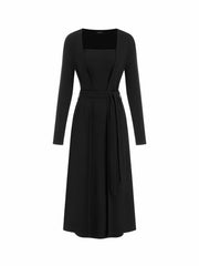 Cotton-blend Coat With Belt & Bandeau Maxi Dress Set