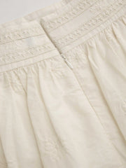 Cotton-blend Mid Rise Floral Lettuce Trim Midi Skirt