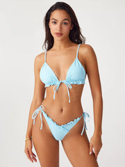 Asymmetrical Ruched Knotted Bikini Swimsuit