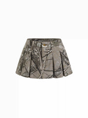 Denim Mid Rise Conversational Mini Skort