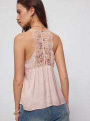 V-neck Lace Panel Ruched Cami Blouse