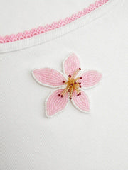 Cotton-blend Floral Beading Tank Top Curve & Plus
