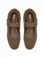 ADJUSTABLE STRAP FAUX SUEDE FLATS