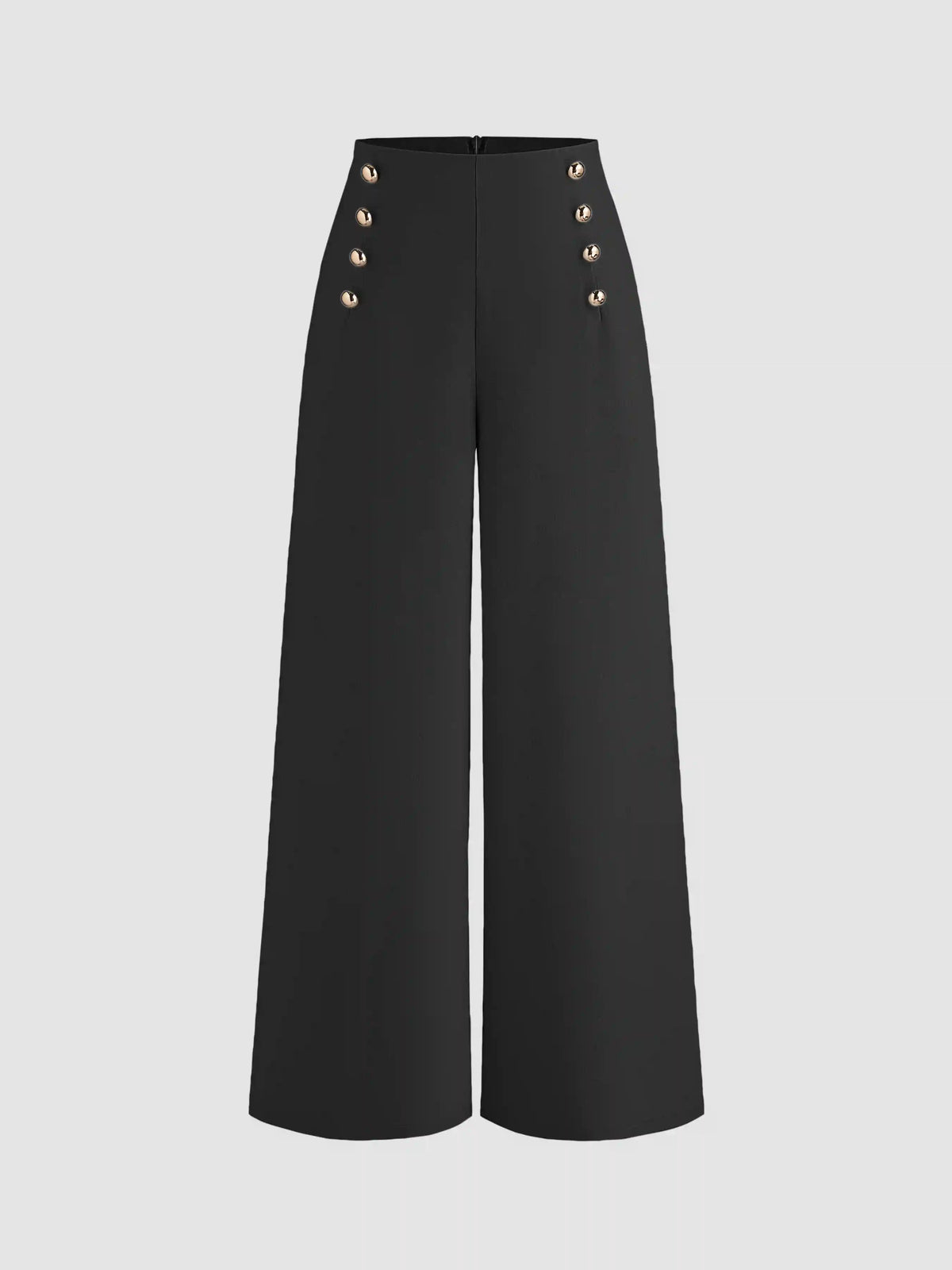 Button Front Wide Leg Pants