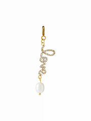 FAUX PEARL & RHINESTONE & LOVE LETTER 18K GOLD PLATED STAINLESS STEEL BIKINI CHARM