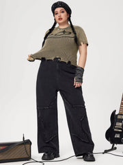 Denim High Waist Star Pocket Wide Leg Jeans Curve & Plus