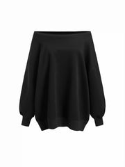Cotton-blend Terry Round Neckline Long Sleeve Oversized Sweatshirt