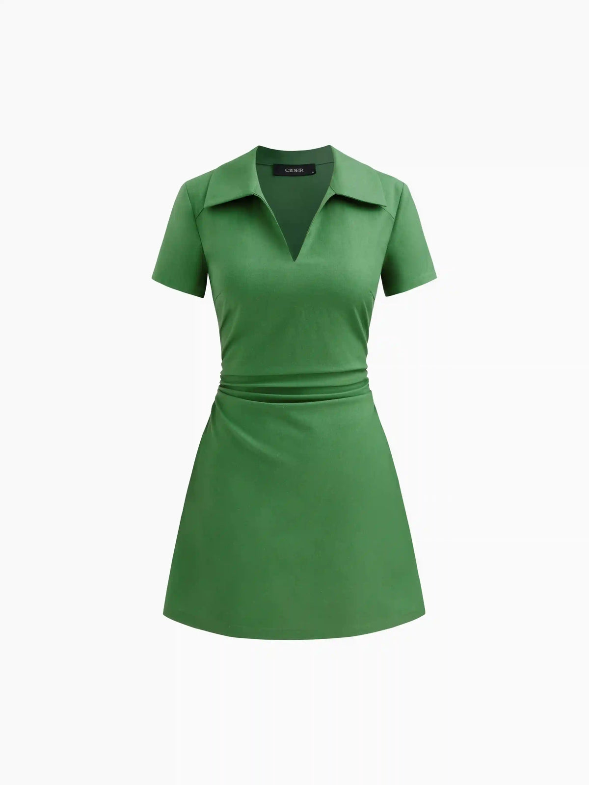 Linen-blend Polo Ruched Mini Dress