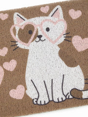 HEART & CAT PATTERN DOOR MAT