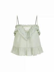 Square Neck Lace Panel Embroidery Cami Top