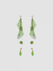 ZIRCON WING & GLASS PENDANT & RHINESTONE EARRINGS