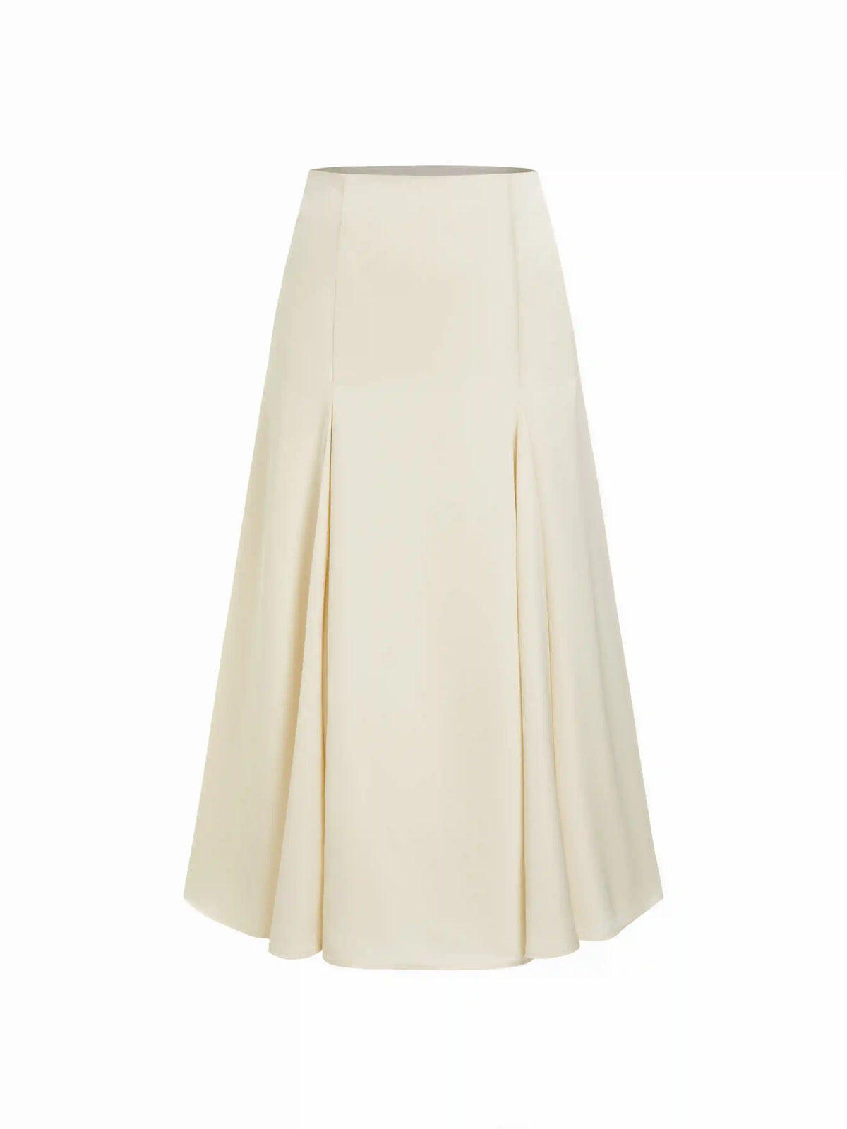 Satin Mid Rise Flared Midi Skirt