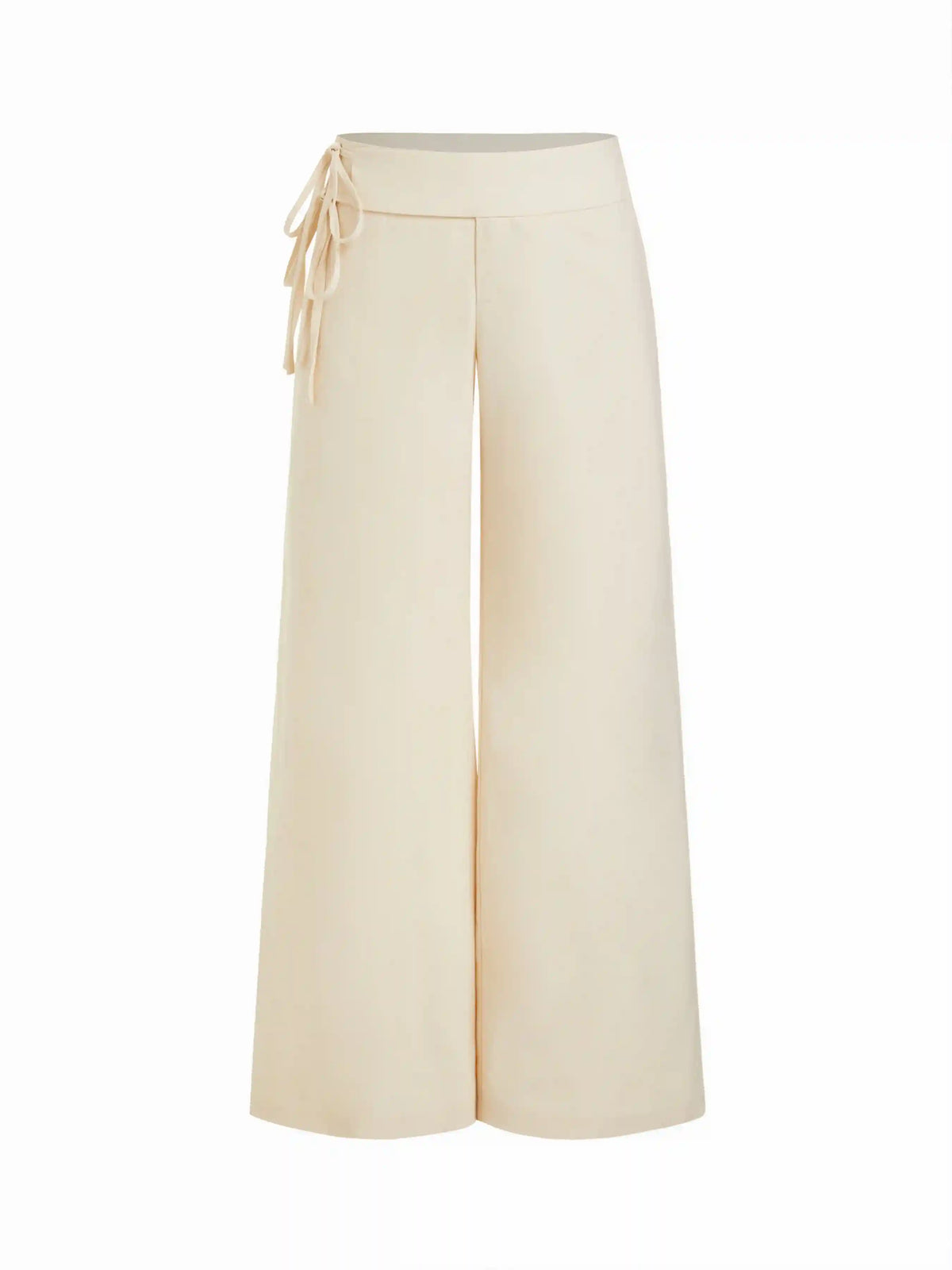 Linen-blend Low Rise Knotted Belted Wide Leg Trousers
