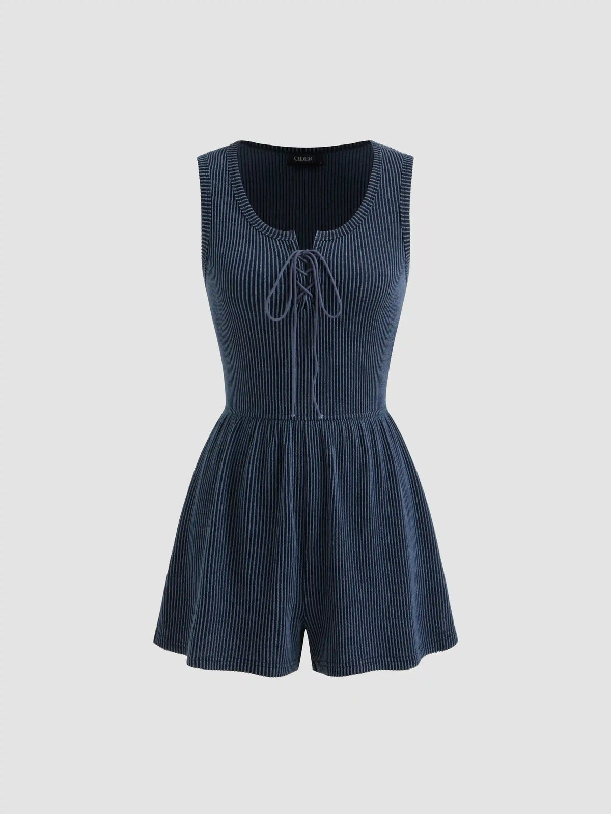 Stripe Lace Up Knotted Micro Romper
