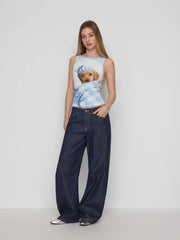 Cotton-blend Dog Graphic Tank Top