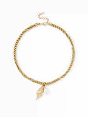SHELL & FAUX PEARL NECKLACE