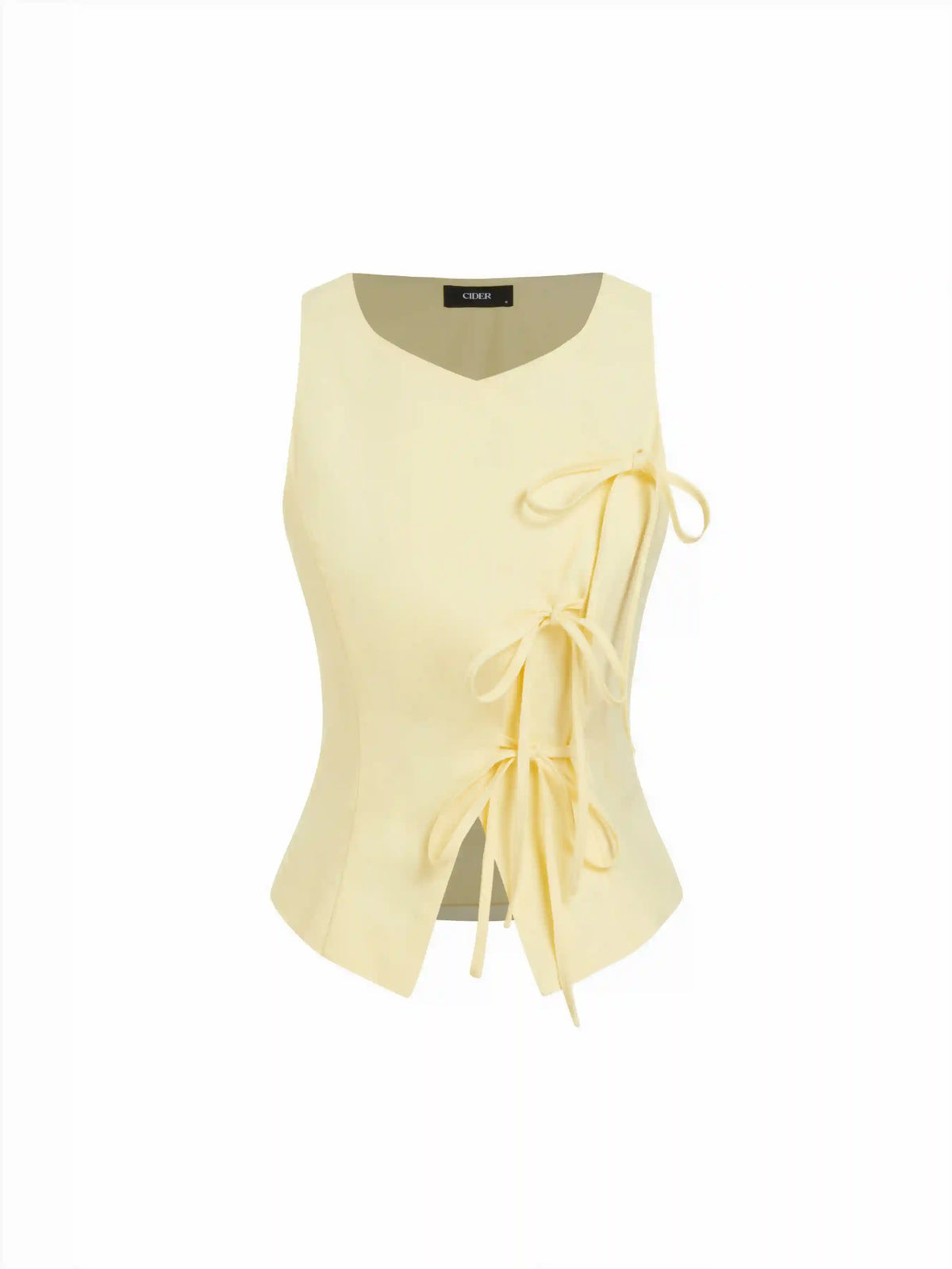 Linen-blend Sweetheart Asymmetrical Bowknot Blazer Vest
