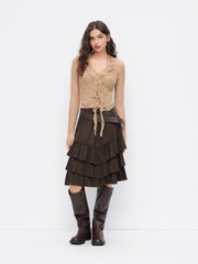 Lace V-neck Ruffled Blouse & Halter Neckline Top