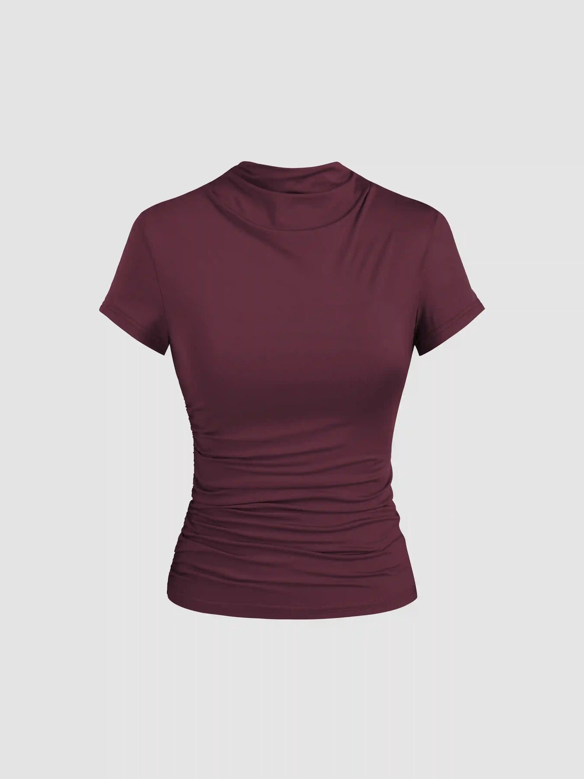 High Neck Ruched Short Sleeve Tee