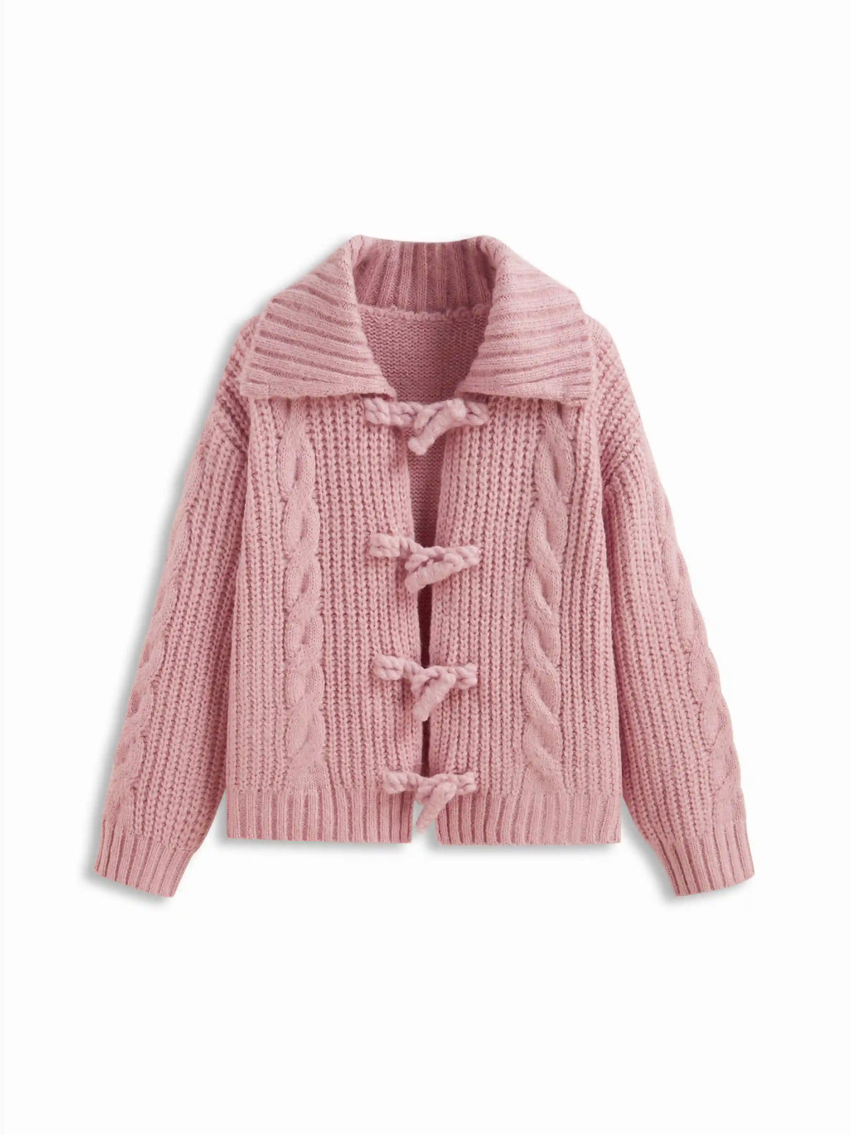 Cable Knit Collar Tie Front Cardigan