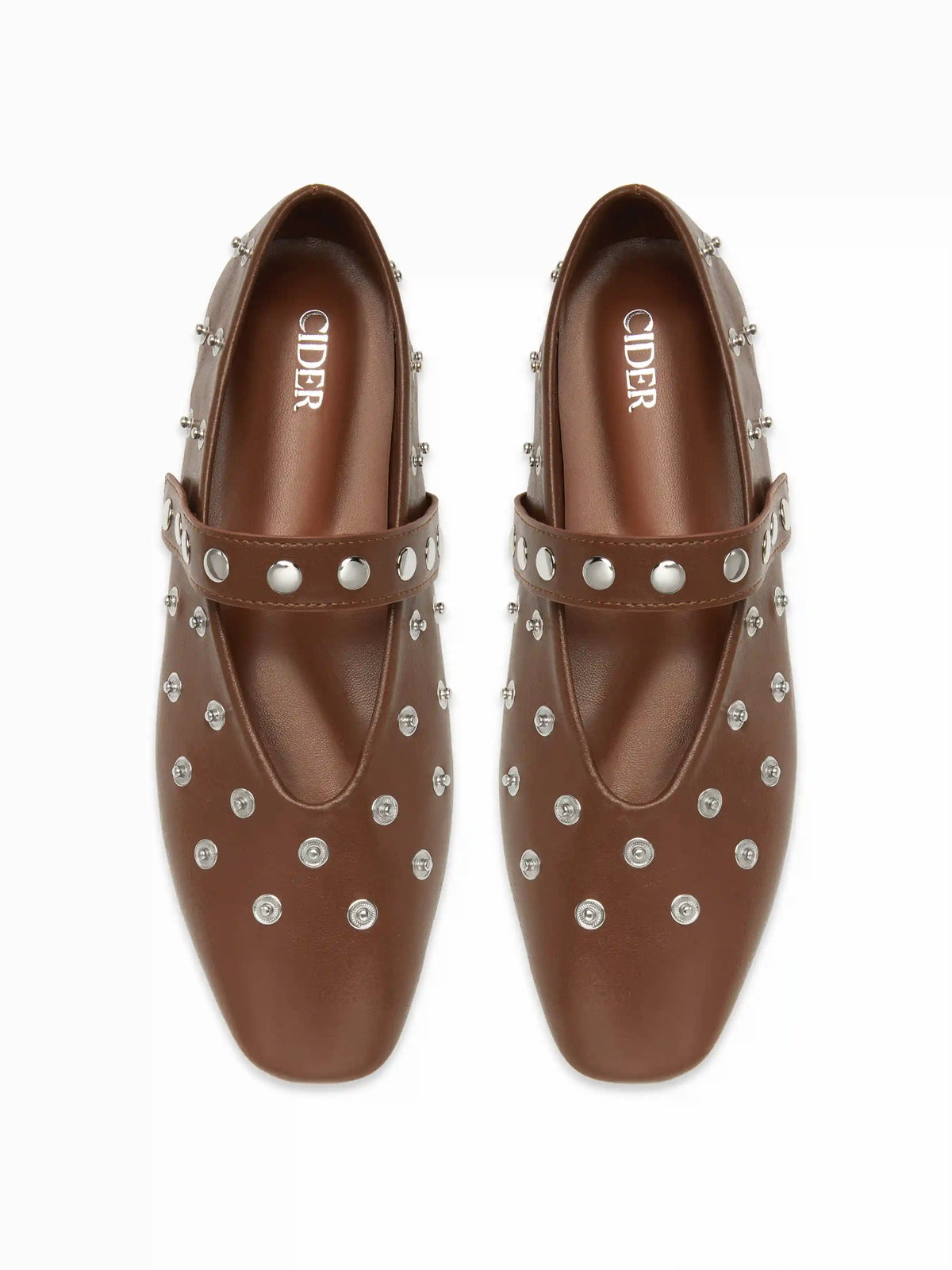 SQUARE TOE STUDDED FLATS