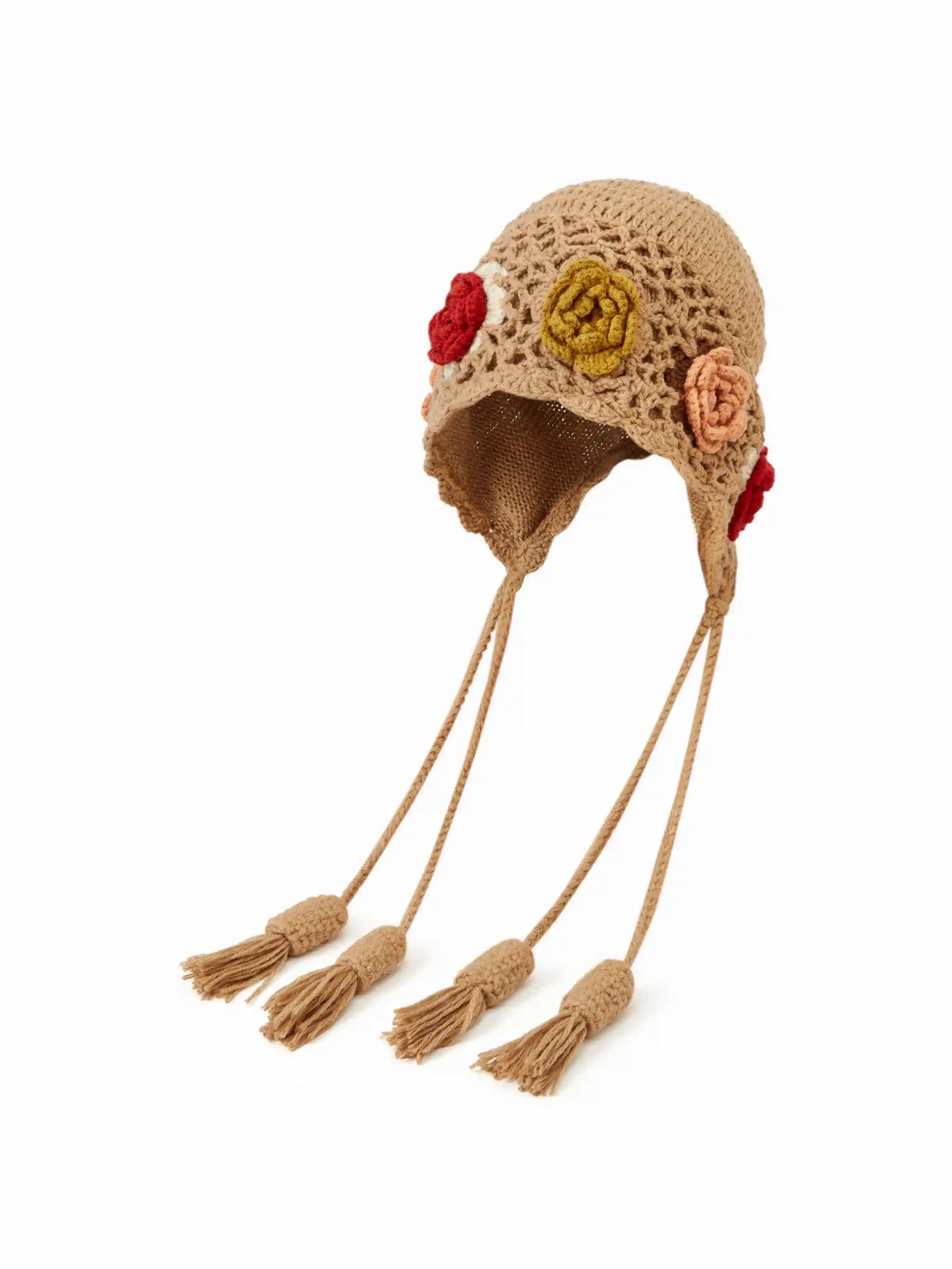 FLOWER HOLLOW OUT KNITTED BEANIE HAT